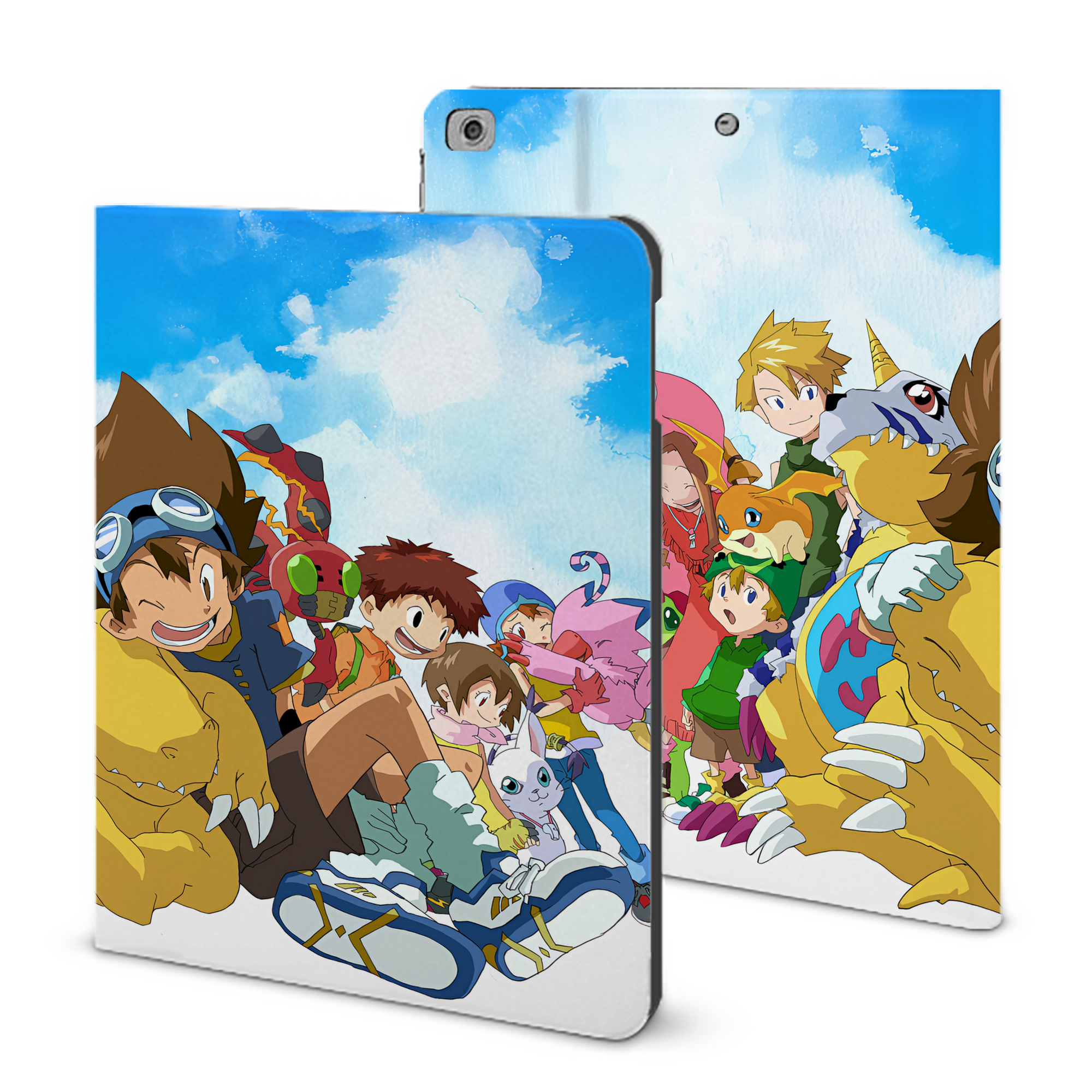 （画像用） Digimon デジタルモンスター/デジモン IPad ケース ブック型 PUレザー TPU 耐衝撃 軽量 薄型 ペン収納なし 全面保護 IPad 各モデル対応